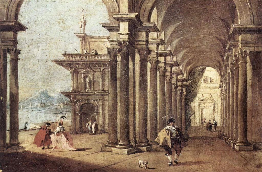 Veduta con portici e figure - Accademia Carrara, bergamo